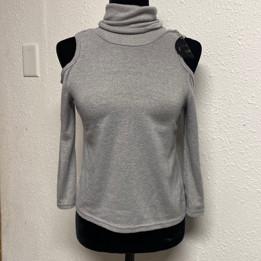 Gray Poof Girl Cold Shoulder Long Sleeve. New no tag